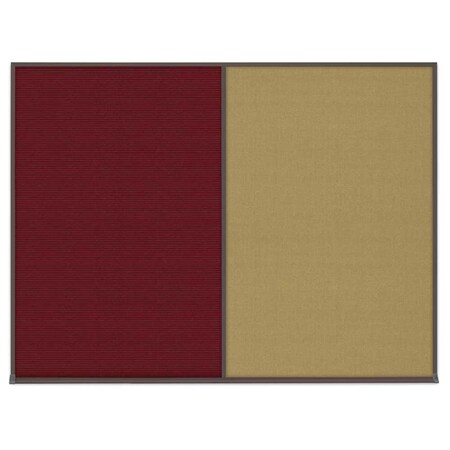 United Visual Products Triple Door Radius Corkboard, 72"X48", G UV80055-GOLD-PUMICE